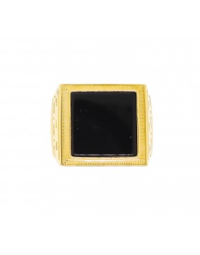 Anel quadrado pedra ônix masculino em ouro 18k - 0030541 Anel quadrado pedra ônix masculino em ouro 18k - 0030541